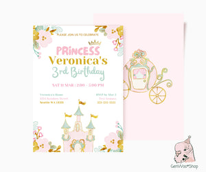 Editable Princess Birthday Party Digital Invitation