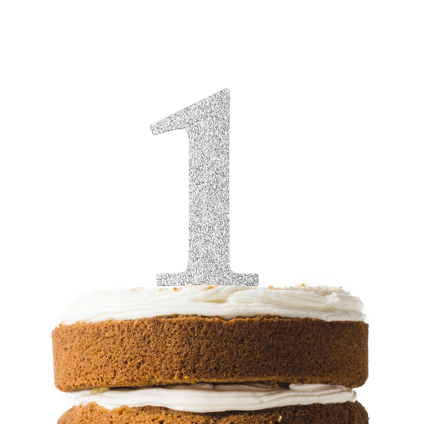 Silver Glitter Number 1 Cake Topper