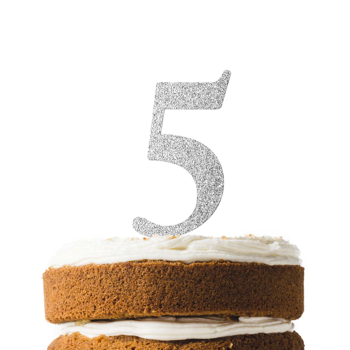 Silver Glitter Number 5 Cake Topper