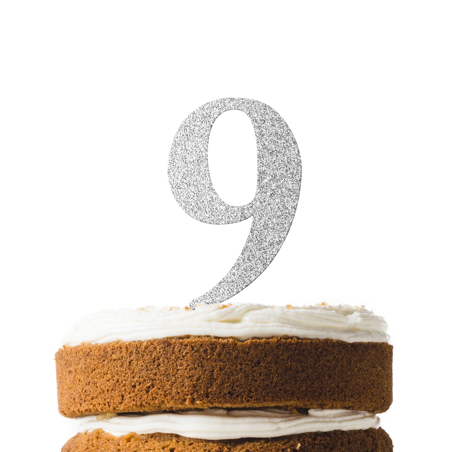 Silver Glitter Number 9 Cake Topper
