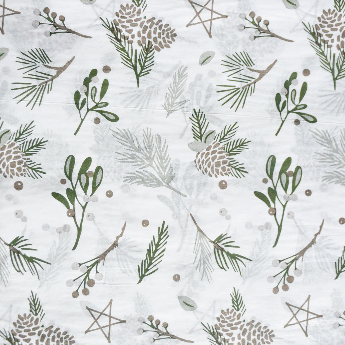 Pinecones and Winter Greeneries Patterned Tissue Paper - Winter Holiday Gift Wrapping & DIY Projects Supplies