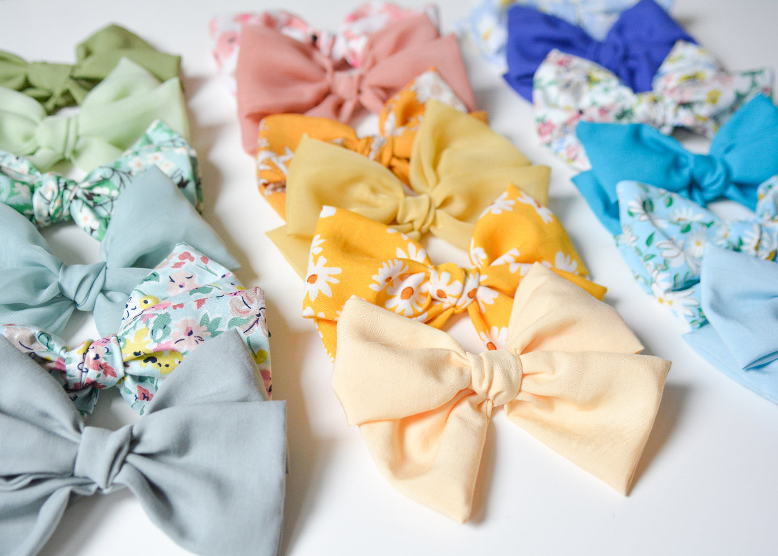 Blue Daisy Floral Girls Hair Bows Hair Accessories Genbow Club