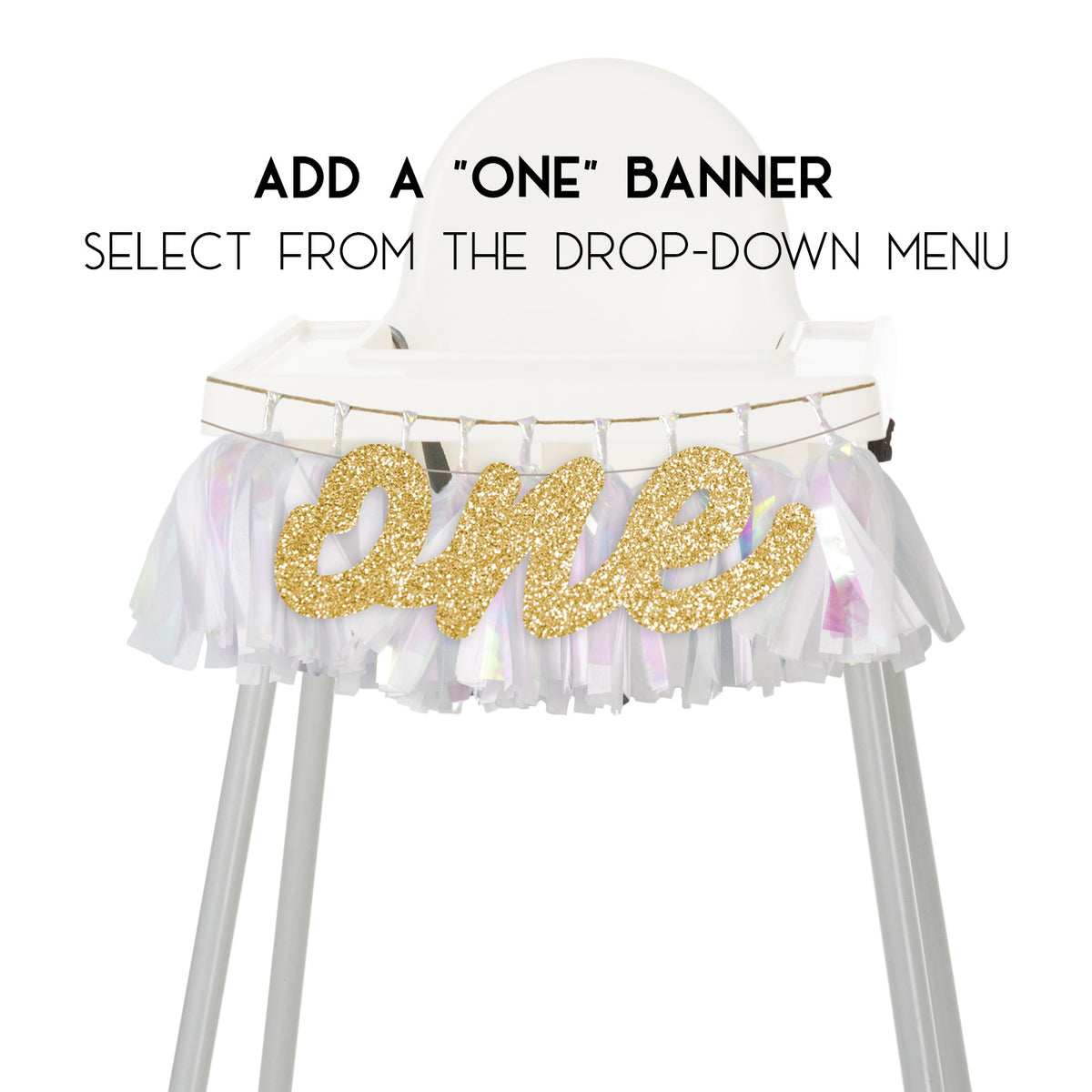Gold Glitter One Script Letter Banner